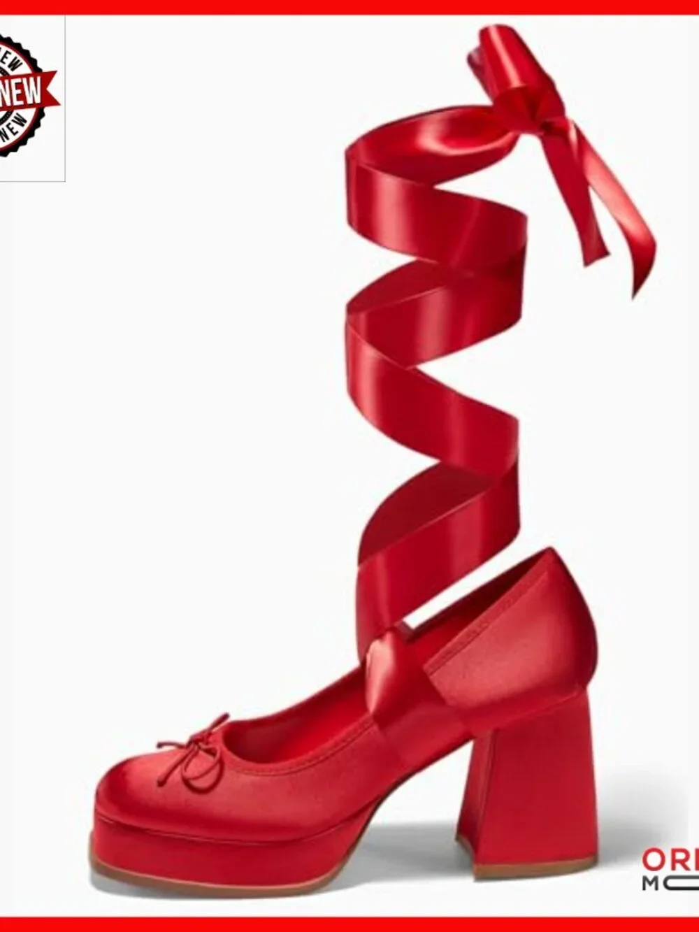 Platform Pumps with Adjustable Lace Straps, 3.5 Inch Chunky Heels, Square Toe